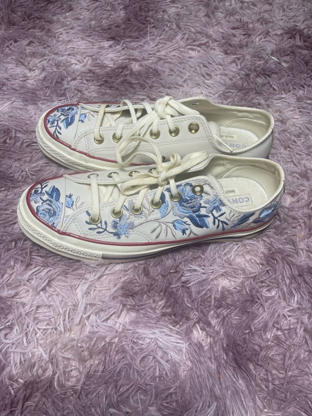 CONVERSE LEATHER WOMENS WMNS CHUCK 70 LOW 'PARKWAY FLORAL EMBROIDERY' size 9